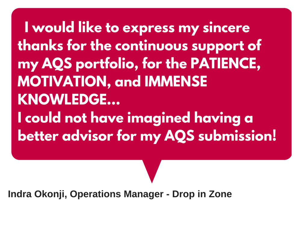 Quote thanking CVA for support with the AQS award