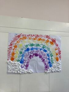 We made a Rainbow from our handprints