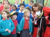 Pupils from local schools talking to the Mayor