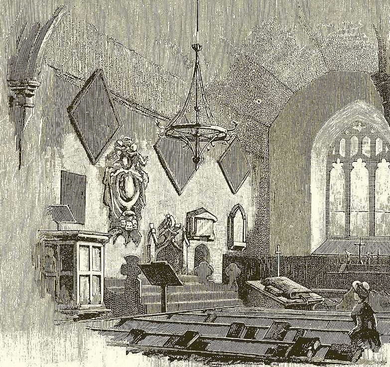 Victorian sketch of chancel of St Giles&#39; church Stoke Poges