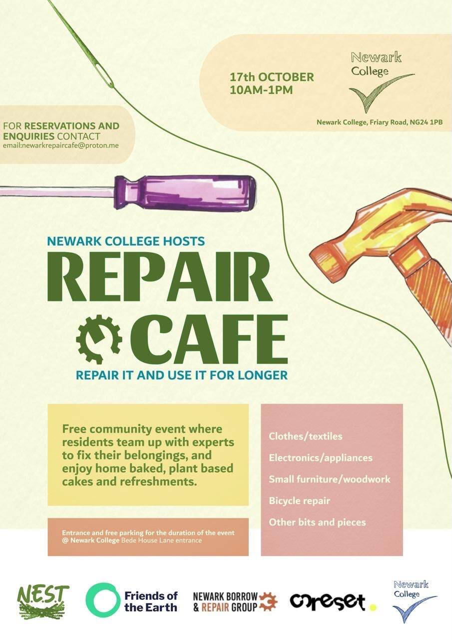 a flyer advertising the repair cafe