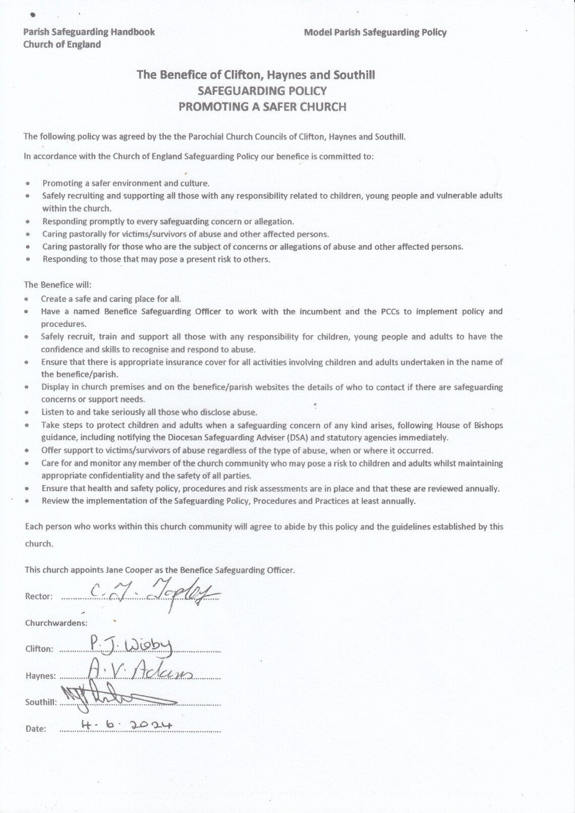 parish safeguarding policy