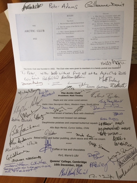 Arctic Club Menu 2016