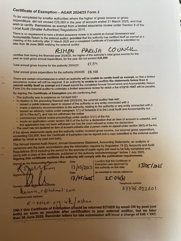 Certificate of Exemption 2024-2025