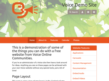 Screenshot of demo site showing a large banner area