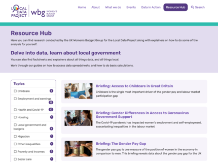 Women's Budget Group, Local Data Project screenshot