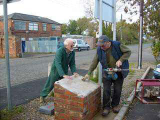 Work in progress on the plinths