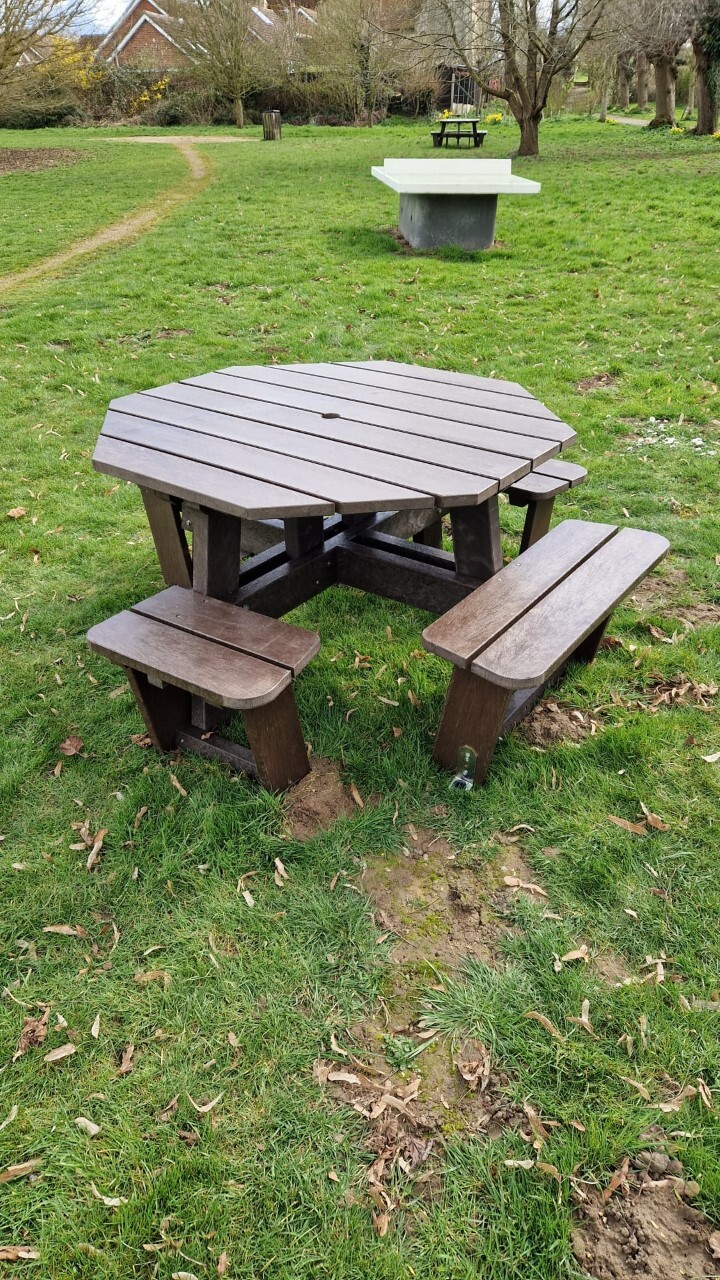 Picnic table installed at Coes Meadow, wheelchair accessible