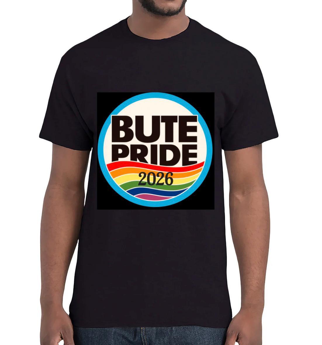 black Tee shirt with bute pride logo