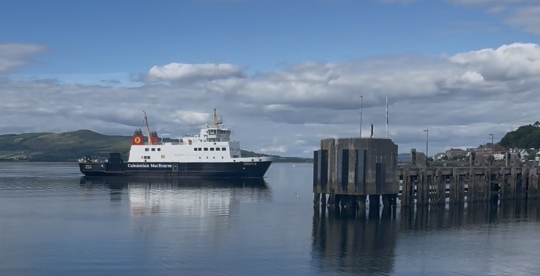 Caledonian MacBrayne Bute ferry arriving at Rothesay