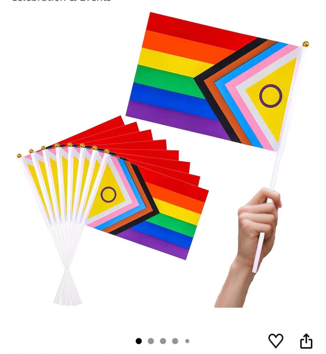 Hand held small Pride Progress flags