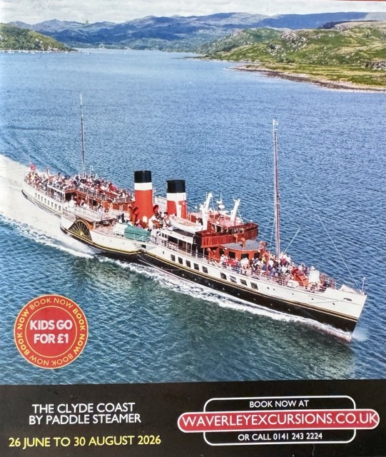 Image of the paddle steamer waverely sailing in the Clyde estuary