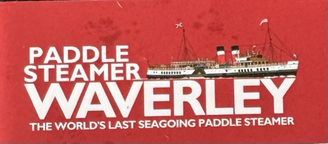 red rectangle background with white text Paddle Steamer Waverley The worlds last seagoing paddle steamer