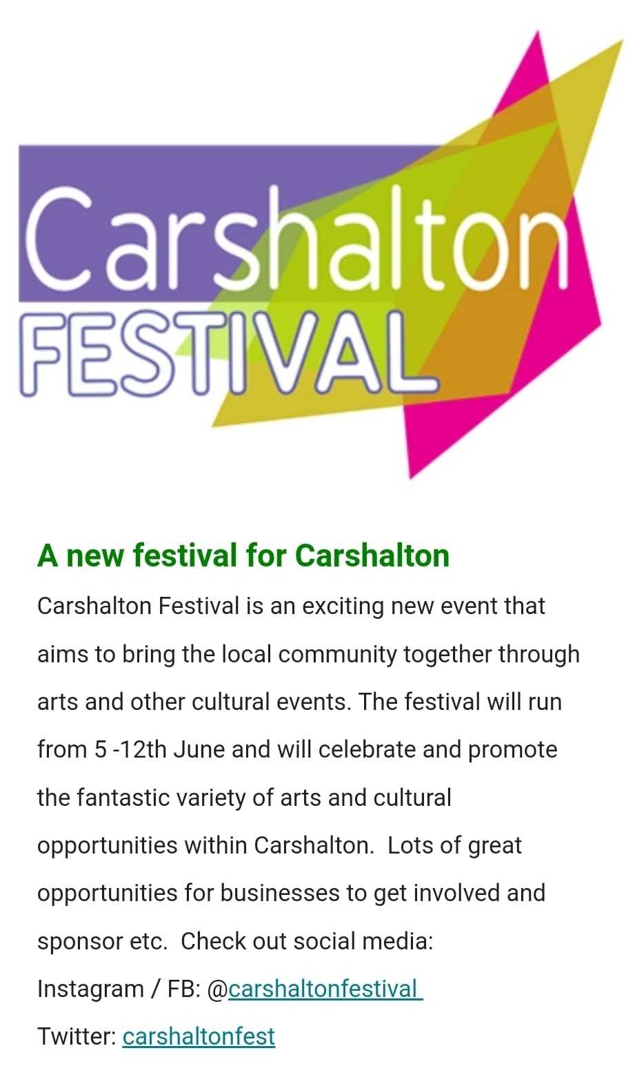 Carshalton Festival, 5-12th June