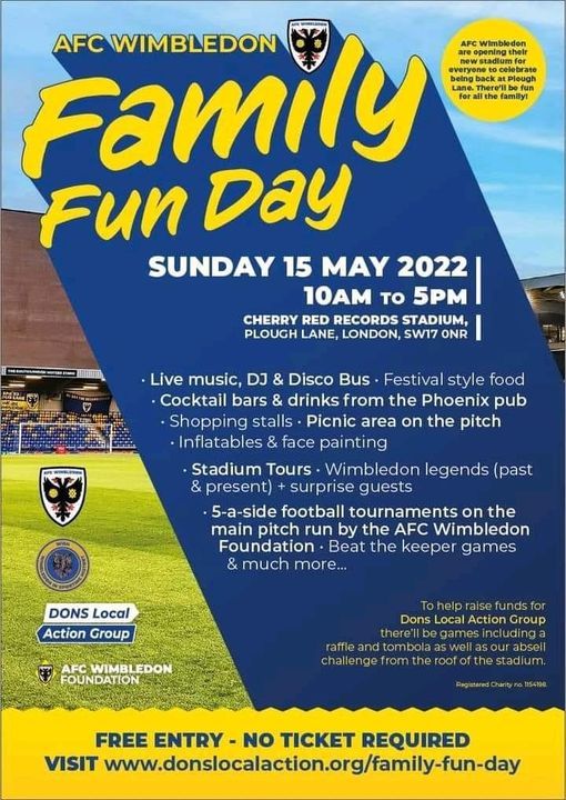 Family Fun Day Wimbledon AFC 15th May