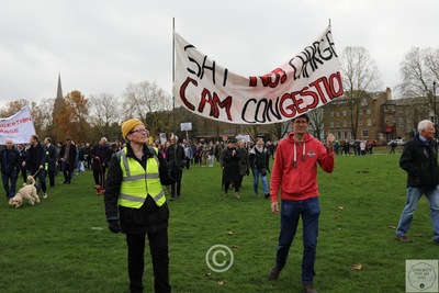 Holding a banner