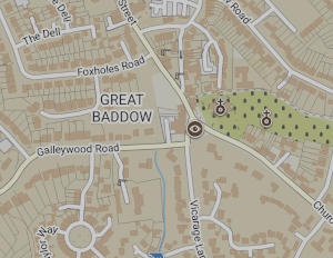 Map of the centre of Great Baddow