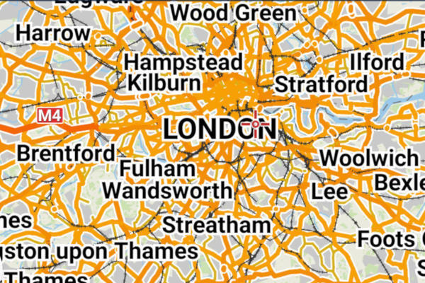 A map with London in the centre