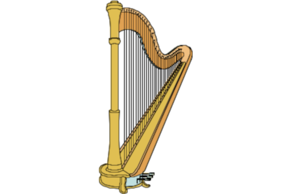 Computer image of a golden harp