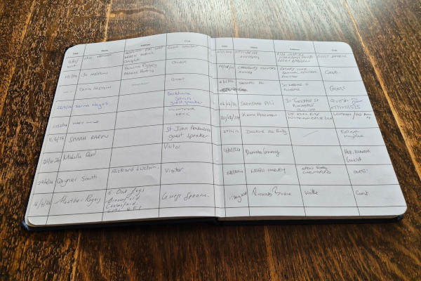 An open visitors book