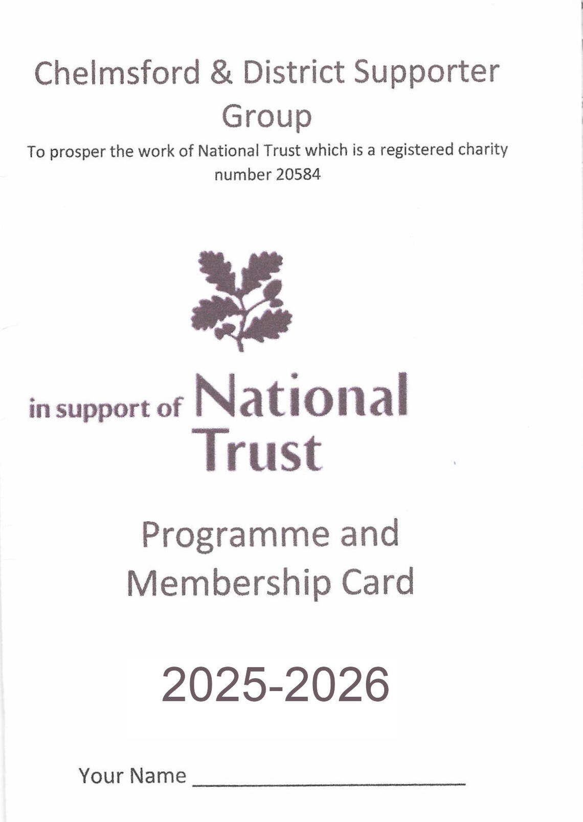 A group membership card A group membership card