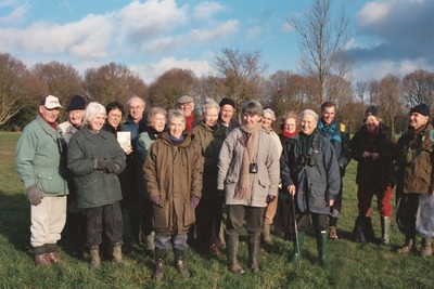 Members gathering at Ley Hill, 16th January, 2005