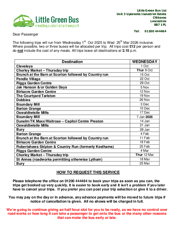 Little Green Bus Trips