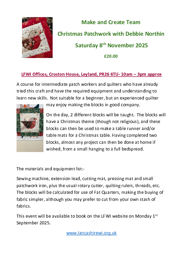 Christmas Patchwork - 8th November 25