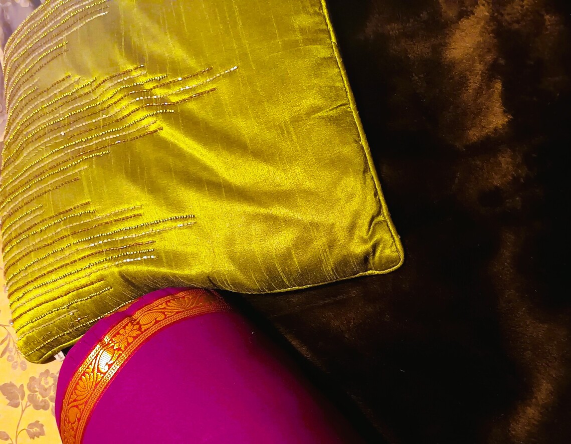 mixed luxury pillows and fake fur blanket