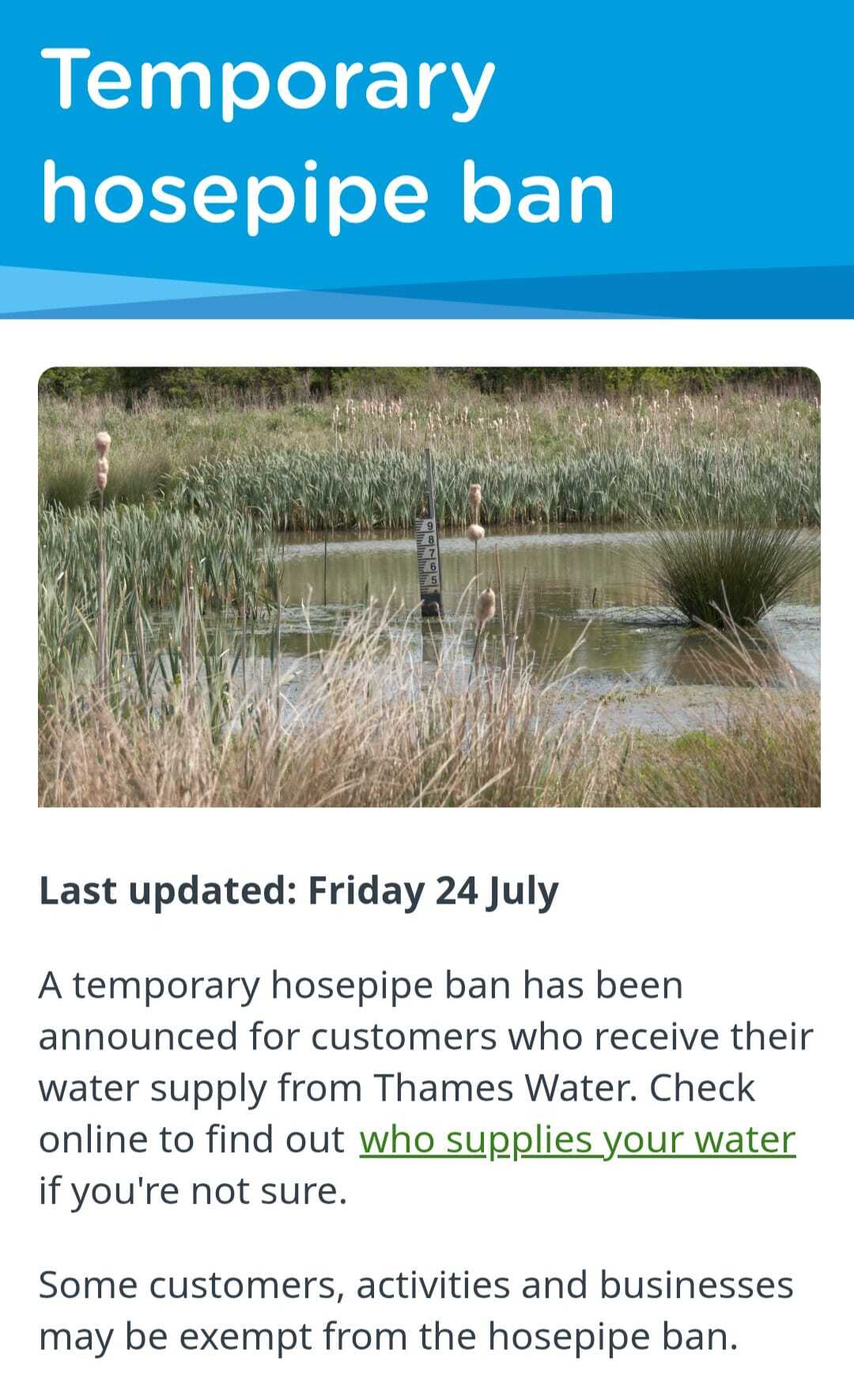 In case you didn't see it in the news, the Home Zone is subject to a Hosepipe ban.  Watch out in the mainstream news (or perhaps after it actually begins to rain again) for when this hosepipe ban is lifted.  