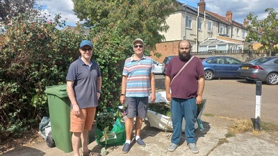 After the litter pick, in front of the haul