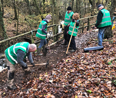 Volunteers repairing a path in Deri Woods