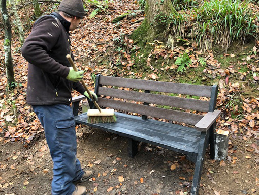 A new bench being installed.