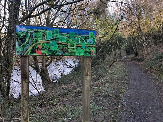 Sign showing position of the trees on the tree trail in Goat Field