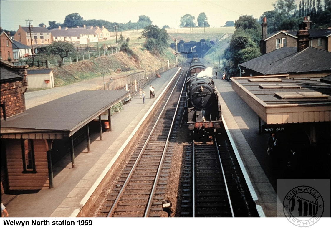 Steam Train at Welwyn North Station in July 1959