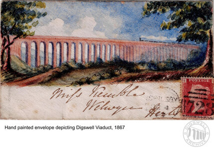 Postcard of Digswell Viaduct, painted in 1867