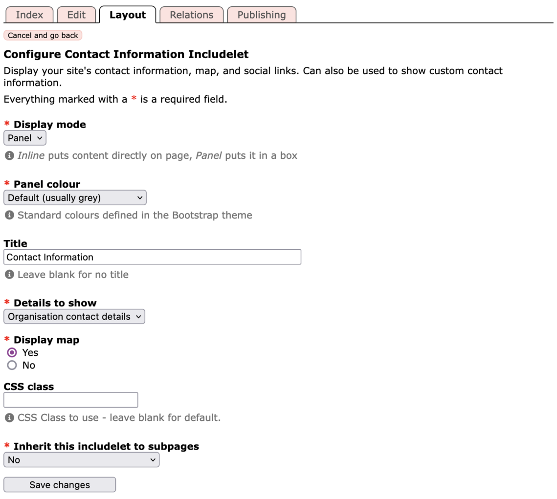 Contact Information Includelet