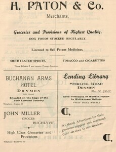 Old Advert For Buchanan Arms Hotel And Lending Library