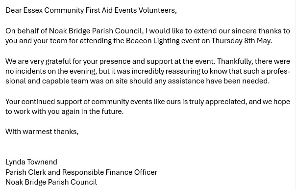 Thank you from Noak Bridge