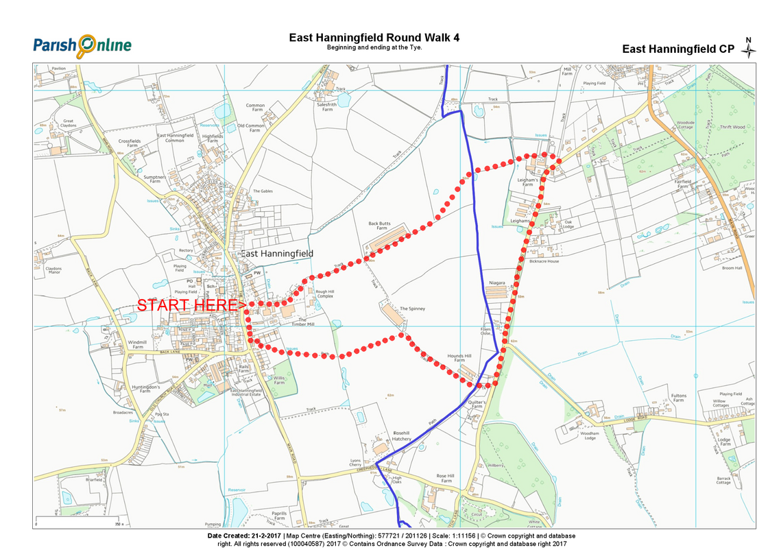 Map of Round Walk 4 beginning on the Tye