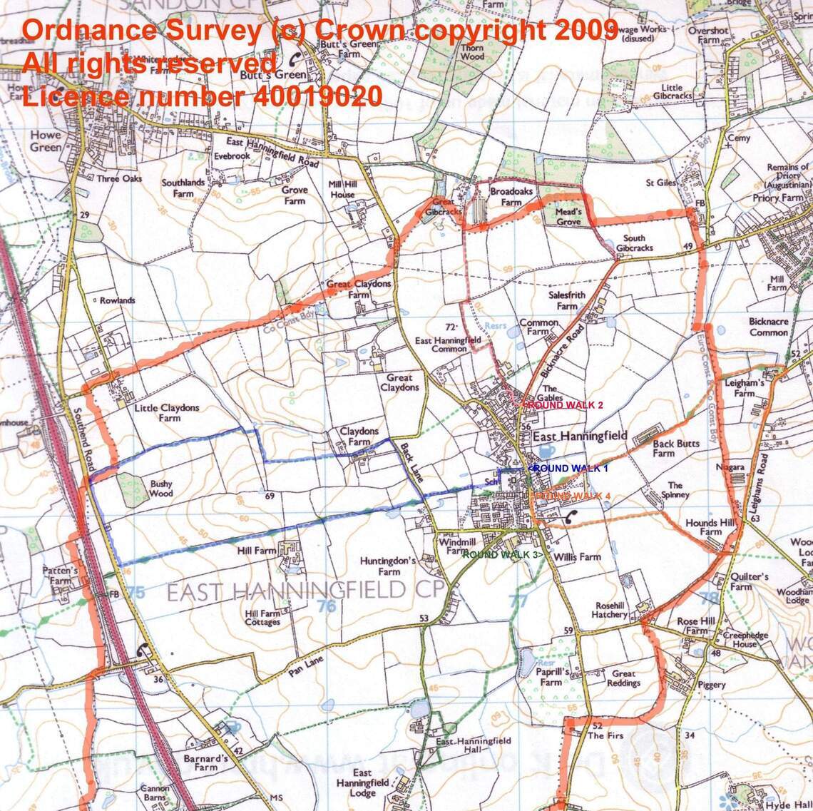 The four round walks on one map.