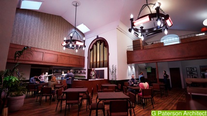 Architect's digital rendering for proposed interior - daytime use.
