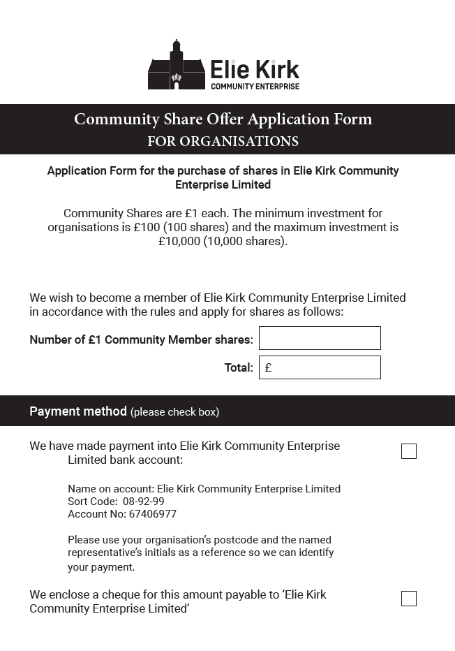 Share Offer Application Form for Organisations