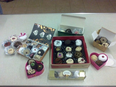 Boxes of fabric chocolates