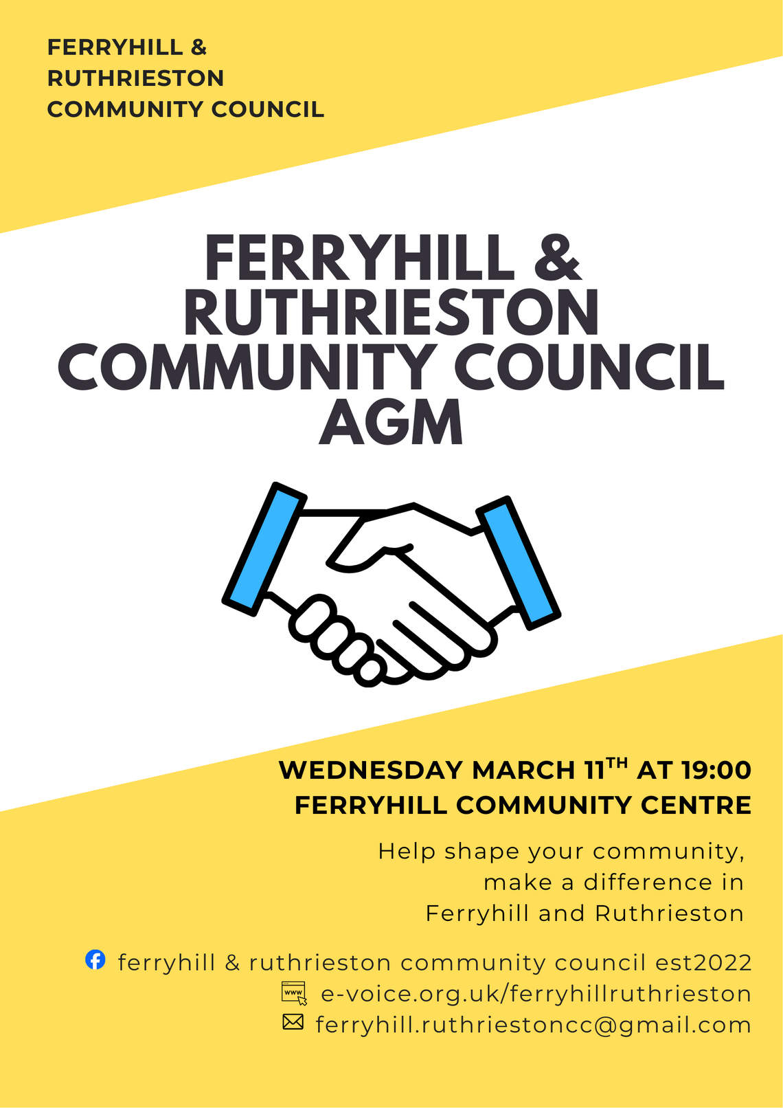 announcement for the AGM on Wednesday 11th March at 19:00