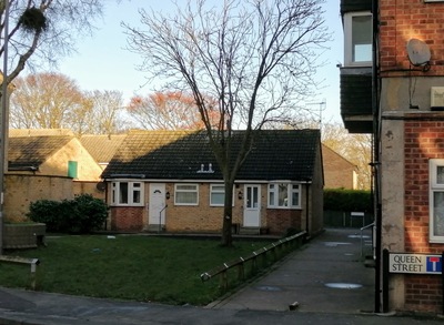 Queen Street showing where the old cottages would have been