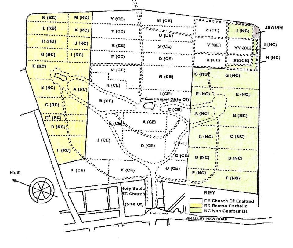 Cemetery Aerial View Section Layout The Friends of Blackburn Old Cemetery
