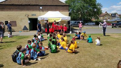 The Mayor giving out medals for the tag rugby tournament