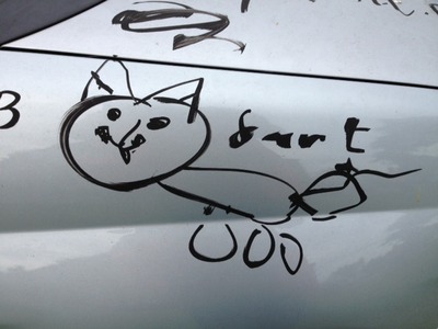 Whitton Salvage kindly donated a car for our alternative raffle! All the budding Whitton graffiti artists got their moment of glory