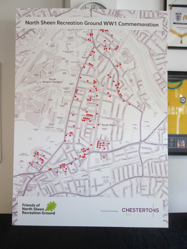 WW1 event - map showing where local servicemen who died in WW1 lived